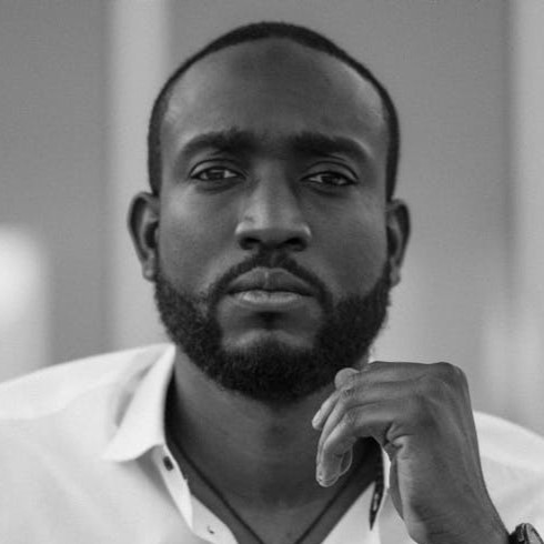 black and white photo of a black man